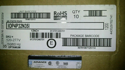 NEW Philips Advance IOP-4P32-N-35I Electronic Ballast CASE OF 10-Mega Mart Warehouse-Ultimate Unclaimed Freight Buyer and Seller Specialists