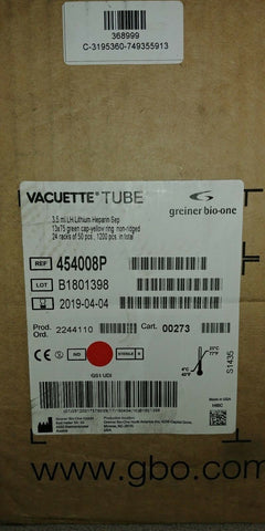 VACUETTE 454008P 3.5ML LH LITHIUM HEPARIN SEP (1200PCS)-Mega Mart Warehouse-Ultimate Unclaimed Freight Buyer and Seller Specialists