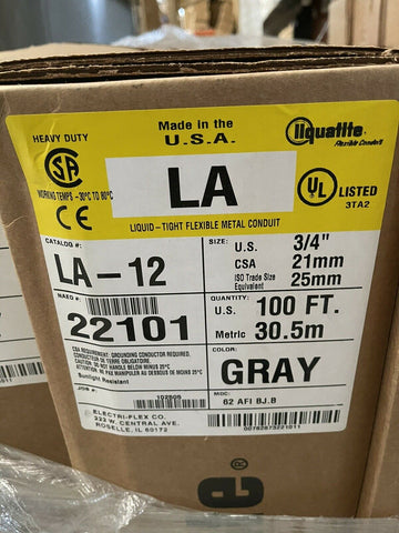 Electri-Flex LA12 - GRAY - 3/4" - 100FT Liquatite Liquid-tight Flexible Conduit-Mega Mart Warehouse