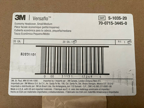 3M Versaflo Economy Headcover/ Hood, Small/Medium, S-103S-20, (CASE OF 20)-Mega Mart Warehouse
