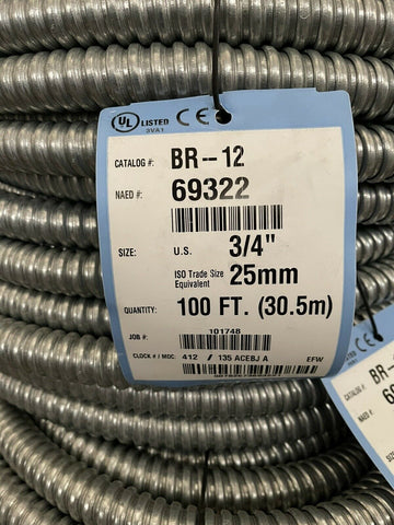 Electri-Flex 69322 Un-Jacketed Metallic Flexible Conduit, BR-12, 100FT, 3/4"-Mega Mart Warehouse