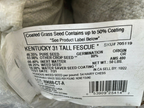 Barenbrug Coated 705119 Kentucky 31 Tall Fescue Grass Seed, 50-Lbs. - Quantity 1