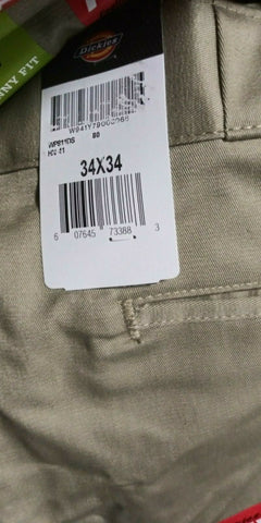 (2) NEW Mens Dickies Desert Sand Skinny Fit Twill Work Pants 34x34 NWT-Mega Mart Warehouse-Ultimate Unclaimed Freight Buyer and Seller Specialists
