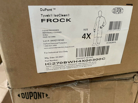DuPont Tyvek IsoClean FROCK 4X, 30/CASE, IC270BWH4X00300C **FREE SHIPPING**