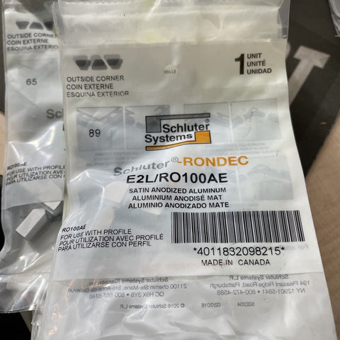 (10) Schluter Systems Outside Corner Satin Anodized Aluminum EV/RO100AE