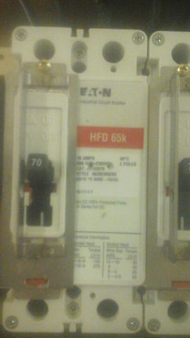 New Eaton Cutler-Hammer HFD2070 Circuit Breaker 2 Pole 70A 600V 65kA HFD-Mega Mart Warehouse-Ultimate Unclaimed Freight Buyer and Seller Specialists