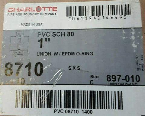 NEW charlotte union w/epdm o-ring 8710,897-010 (1 case of 10)