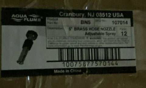 BRAND NEW Aqua Plumb  5 in. Brass Hose Nozzle W/Rubber Grip, Lot of 12 BN5