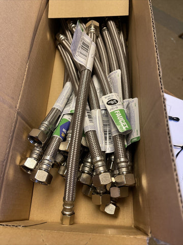 (25/CASE) BrassCraft B1-12A F 12" L, 1/2" FIP, 3/8" Comp Faucet Supply Line-Mega Mart Warehouse-Ultimate Unclaimed Freight Buyer and Seller Specialists