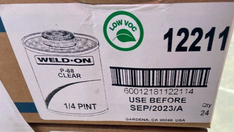 Case of 24 Cans Weld-On 12211 Clear P-68 PVC Primer 1/4 PINT-Mega Mart Warehouse