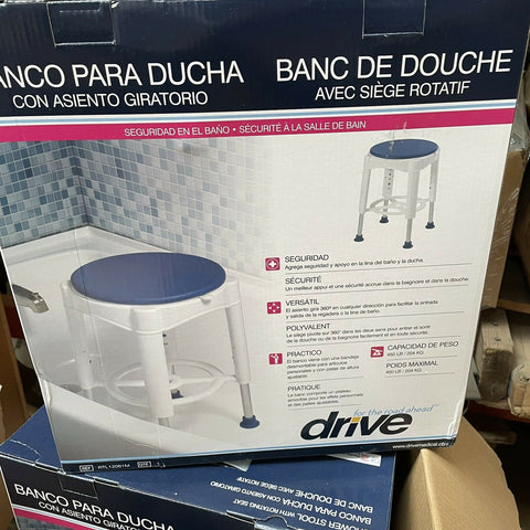 NEW Bath Stool with Padded Rotating Seat Shower Seat Bathroom Safety Adjustable