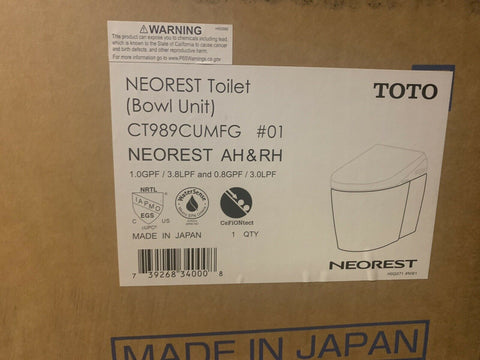 NEW TOTO Neorest Toilet CT989CUMFG #01 AH & RH