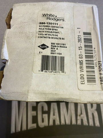 Emerson 586-120111 DC Power Solenoid, 48V. D.C. CONT. TYPE 586  WHITE / RODGERS