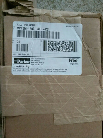 Parker Non-Spill, Flush Face Quick Couplings, Connect Under Pressure Nipple, Hyd-Mega Mart Warehouse-Ultimate Unclaimed Freight Buyer and Seller Specialists