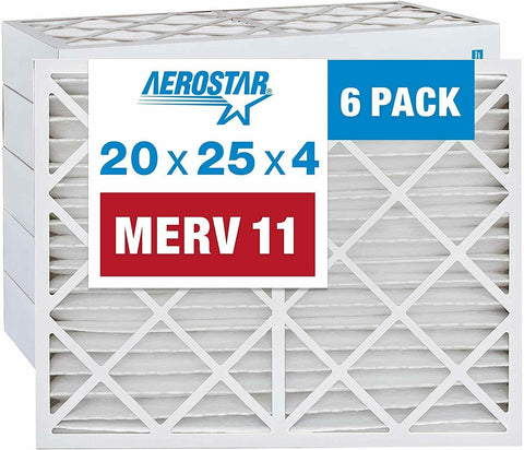 AEROSTAR Merv 11 (6-Pack) AC and Furnace Air Filter 20X25X4 **FREE SHIPPING**