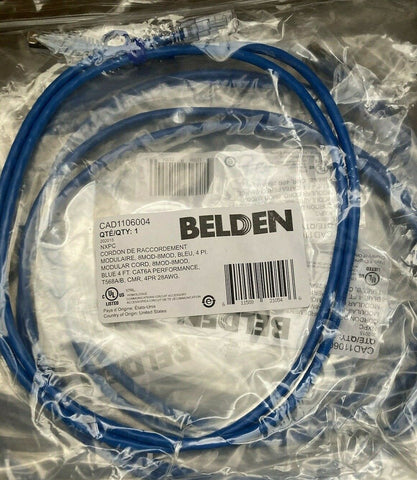 (2 PC LOT) Belden CAT-6A Patch Cord 4 Ft. - Blue - CAD1106004 - 4 PR 28 AWG-Mega Mart Warehouse