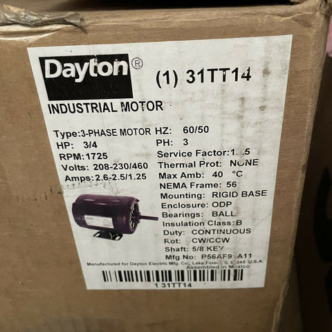 NEW DAYTON INDUSTRIAL MOTOR,31TT14