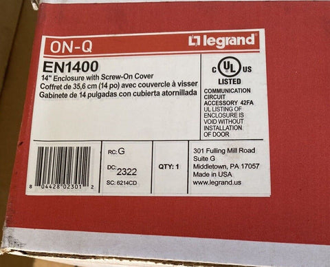 BRAND NEW EN1400 14"  ENCLOSRE WITH SCREW ON COVER   LEGRAND
