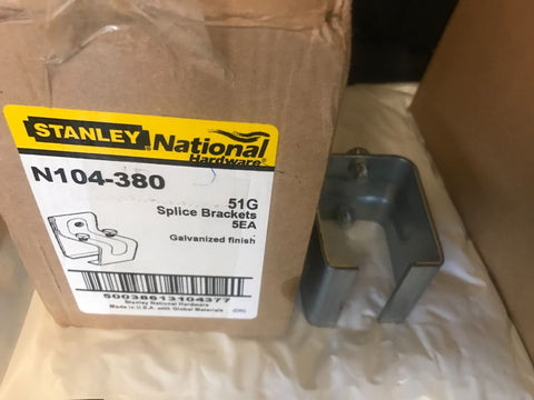 5 Stanley National N104-380 Galvanized Splice Brackets w/Lag Bolts 51G Barn Door-Mega Mart Warehouse-Ultimate Unclaimed Freight Buyer and Seller Specialists