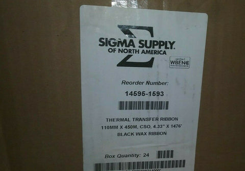 Sigma Supply Thermal Transfer Ribbon - Wax 4.33" X 1476' (110mm X 450m) Black-Mega Mart Warehouse-Ultimate Unclaimed Freight Buyer and Seller Specialists