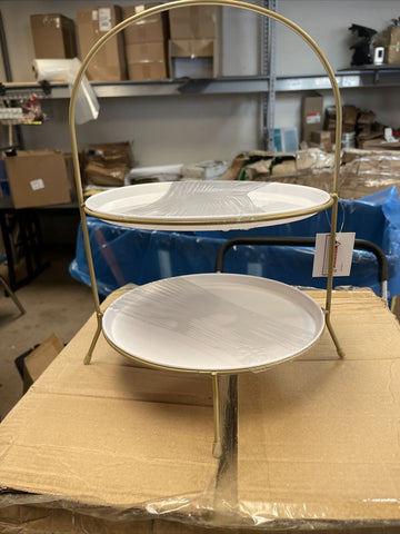 (CASE OF 4) NEW Tiered Tray with Plates **FREE SHIPPING**
