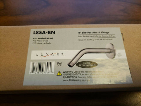Luxart LUX-L8SA-BN Universal 8" Shower Arm and Flange-Mega Mart Warehouse-Ultimate Unclaimed Freight Buyer and Seller Specialists