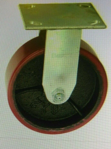 (2) 6" x 2" Roller Bearing Red Polyurethane PU on Cast Iron Wheel Zinc Caster-Mega Mart Warehouse-Ultimate Unclaimed Freight Buyer and Seller Specialists