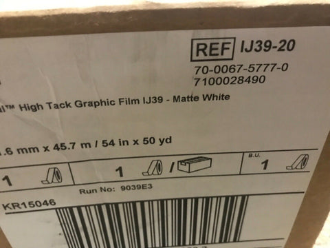 3M Scotchcal IJ39-20 Series Vinyl High Tack Graphic Film, 3.5 mil X 54" X 50 yd-Mega Mart Warehouse-Ultimate Unclaimed Freight Buyer and Seller Specialists