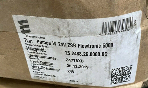NEW Eberspacher Espar Water pump Flowtronic 5000 with bracket 24V 252488260000