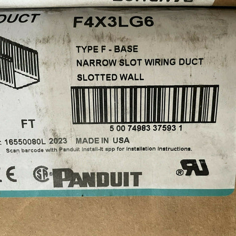 New Panduit Wire Duct F4X3LG6, Narrow Slot, Gray, 60FT.