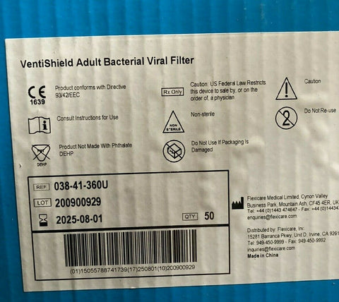 (1) NEW FLEXICARE VENTISHIELD BACTERIAL/VIRAL FILTER 038-41-360U-Mega Mart Warehouse-Ultimate Unclaimed Freight Buyer and Seller Specialists