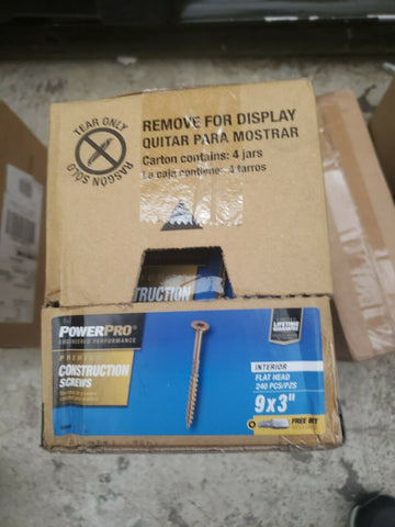 (4/CASE) Power Pro #9 x 3-in Bronze Bronze Flat Interior Wood Screws (240-Count)-Mega Mart Warehouse-Ultimate Unclaimed Freight Buyer and Seller Specialists