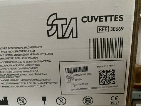 NEW IN BOX Stago STA Cuvettes REF 38669 6x100 MANUFACTURED DATE (6/25/2019)-Mega Mart Warehouse-Ultimate Unclaimed Freight Buyer and Seller Specialists
