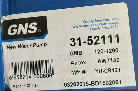 NEW Engine Water Pump GNS WATER PUMPS 31-52111-Mega Mart Warehouse