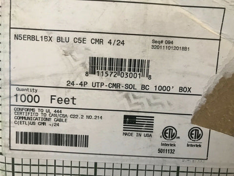 NORTHERN N5EPBL1BX 24-4P UTP-CMP SOL BC CAT5E-Mega Mart Warehouse-Ultimate Unclaimed Freight Buyer and Seller Specialists