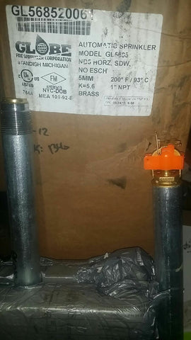 Globe Sprinkler Head Dry HORZ SW (GL5685) SR 14" 1"NPT K5.6-Mega Mart Warehouse-Ultimate Unclaimed Freight Buyer and Seller Specialists
