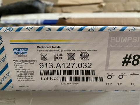 NEW WATSON-MARLOW 913.A127.032 PLATINUM-CURED SILICONE TUBING PUMPSIL 15 METERS