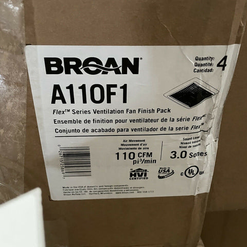 NEW BROAN AF110F1 Flex Series Fan Finish Pack w/ White Grille, No Light