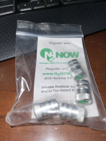 (4) NITROGEN CHROME PLATED VALVE STEM CAPS Embossed on the top *FREE SHIPPING*