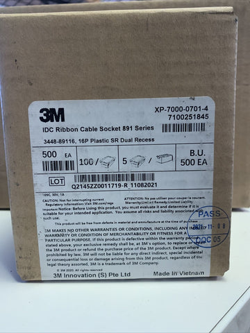 3M 3448-89116 16P Plastic SR Dual Recess Ribbon Cable Socket 891 Series (500 PC)