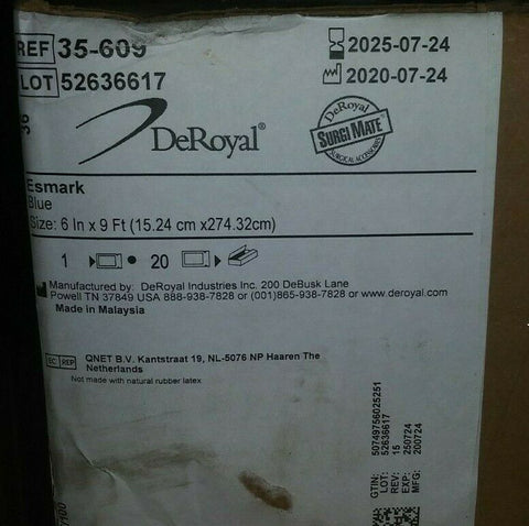 (1 CASE OF 20) DeRoyal Esmark Bandages, Blue, 6"x9" SurgiMate Bandage 35-609-Mega Mart Warehouse-Ultimate Unclaimed Freight Buyer and Seller Specialists