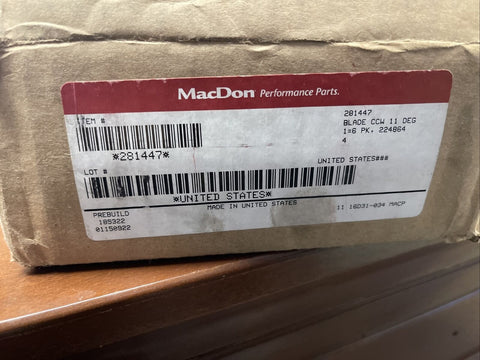 NEW MACDON Part # 281447 BLADE-CCW 11DEG (QUANTITY 3 B0XES OF 6 / 18 PER CASE)