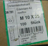 NEW DIN 7991 M10X25 Hexagon Socket Countersunk Head Screws, Fullthread A2 Stainl-Mega Mart Warehouse-Ultimate Unclaimed Freight Buyer and Seller Specialists