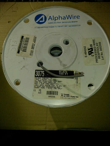 Alpha Wire 3075 18awg Tinned Copper Hook Up Wire Slate 600V 105C /100ft-Mega Mart Warehouse-Ultimate Unclaimed Freight Buyer and Seller Specialists