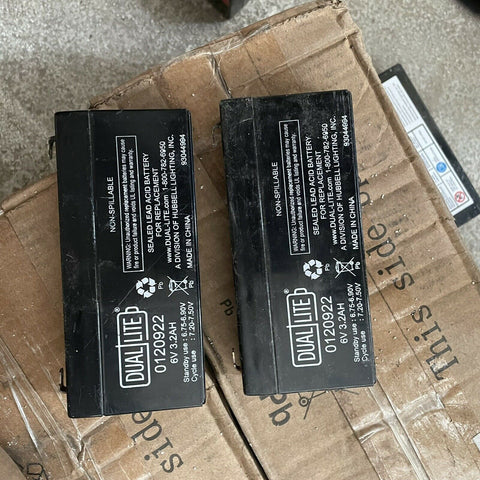 (2) Dual-Lite 0120922 6V 7Ah Emergency Light Replacement Battery