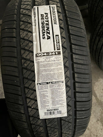 1 New Bridgestone Potenza RE980 A/S - 255/45r20 Tires 2554520 255 45 20, 004-341
