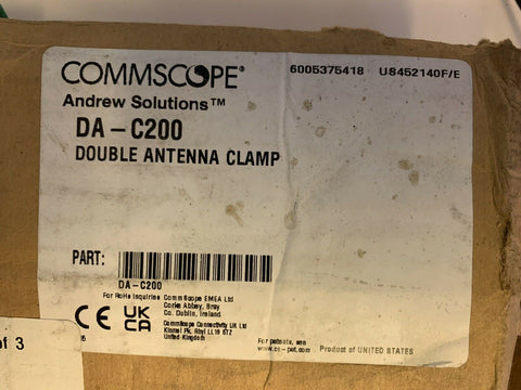 NEW Commscope Andrew Solutions Double Antenna Clamp, DA-C200 (2 PC BOX)
