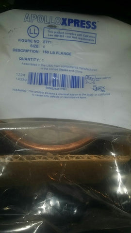 4" APOLLOXPRESS 8771 150# COPPER COMPANION FLANGE SIZE 4-Mega Mart Warehouse-Ultimate Unclaimed Freight Buyer and Seller Specialists