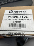 (5 PC CASE) Pro-Flex PFGVO-F12 Gas Valve 1/2in FIP X FIP Brass
