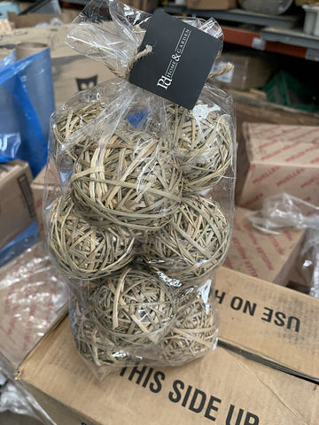 12 Piece Natural Brown Dried Reed Decorative Balls Accent Vase Bowl Filler